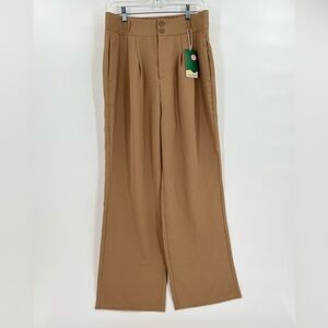 Halara High Waisted Plicated Side Pocket Shirred Straight wide Leg Work Pants